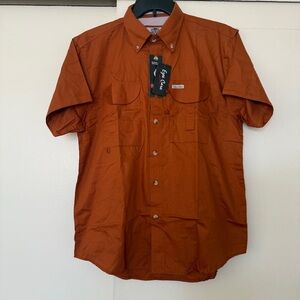 NWT Men's Tiger Hill Short Sleeve Fishing Button Down Shirt Size M Burnt…